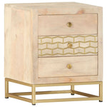 ZNTS Bedside Cabinet Gold 40x30x50 cm Solid Mango Wood 286504