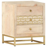 ZNTS Bedside Cabinet Gold 40x30x50 cm Solid Mango Wood 286504