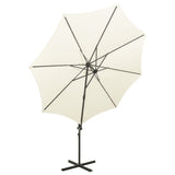 ZNTS Cantilever Garden Parasol with Pole and LED Lights Sand 300 cm 312336