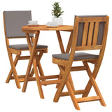 Bistro Set with Cushion 3 pcs Oil Natural Solid Acacia Wood 4105514