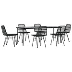ZNTS 7 Piece Garden Dining Set Black Poly Rattan 3157885