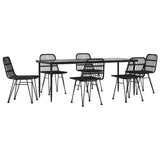 ZNTS 7 Piece Garden Dining Set Black Poly Rattan 3157885
