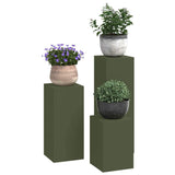 Plant Stand 3 pcs Olive green Steel 865830