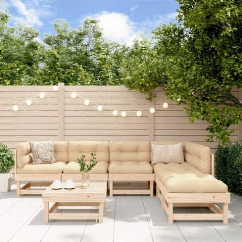 ZNTS 7 Piece Garden Lounge Set Solid Wood Pine 3186403
