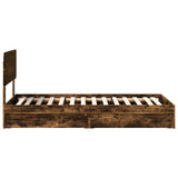 Storage Bed with Drawer Smoked Oak 90 x 200 cm Engineered Wood 3412315