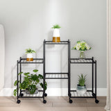 Flower Stand with Wheels 83x25x63.5 cm Black Iron 343126