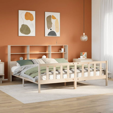 ZNTS Bookcase Bed without Mattress 180x200 cm Super King Solid Wood Pine 3322139
