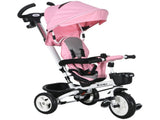 Metal Frame 6 in 1 Baby Push Tricycle with Parent Handle for 1-5 Years Old, Pink T3398P378960