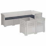 7-Seater Garden Sofa with Cushions Rattan Look PP White 3444153