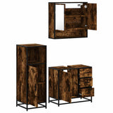 3 Piece Bathroom Furniture Set Smoked Oak Engineered Wood 3300987