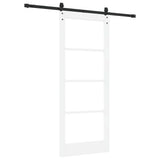 Sliding Door White 83 x 202 cm Solid Pine Wood and Glass 3332334