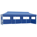 ZNTS Folding Pop-up Party Tent with 5 Sidewalls 3x9 m Blue 44978