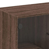 Side Cabinet with Glass Doors Brown Oak 68x37x75.5 cm 836384