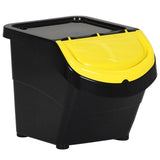 Stackable Waste Bins with Lids 3 pcs Black PP 78 L 364069