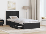 Bed Frame Black and Silver 70 x 190 cm Engineered Wood 3411369