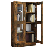 Vitrine Cabinet Smoked Oak 82.5x30.5x150 cm Engineered Wood 815117