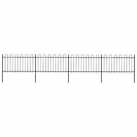 Garden Fence with Hoop Top Steel 714.5x100 cm Black 277659