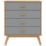 Drawer Cabinet OLDEN Grey and Brown Solid Wood Pine 358589