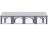 8 x 4m Galvanised Party Tent, Marquee Gazebo with Sides, Eight Windows and Double Doors, for T3398P320043