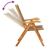 Reclining Folding Chairs 6 pcs Grey Solid Wood Acacia 3214533