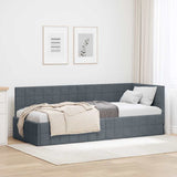 Corner Bed Frame with Headboard Dark Grey 80 cm x 200 cm Velvet 42016369