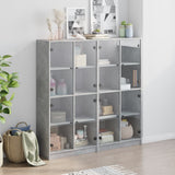 Bookcase with Doors Concrete Grey 136x37x142 cm Engineered Wood 3206520