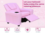 Kids Recliner Chair, PU Leather with Adjustable Backrest, Footrest, Padded Headrest, Pink T3398P348591