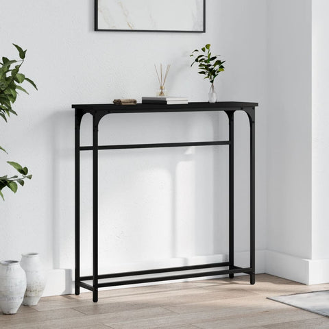 ZNTS Console Table Black 75x19.5x75 cm Engineered Wood 834135