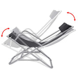 Sunlounger Set of 2 Black Powder-coated steel frame, PVC seat 42936