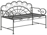 Metal Garden Bench Loveseat with Slatted Seat, Black T3398P548535