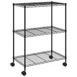 3-Tier Storage Rack with Wheels 60x35x81 cm Black 150 kg 324626
