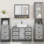 ZNTS 4 Piece Bathroom Furniture Set Grey Sonoma Engineered Wood 3301293