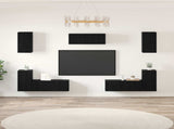 TV Cabinet Set 7 pcs Black Oak Engineered Wood 3393187