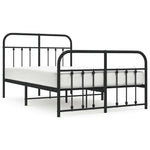 ZNTS Metal Bed Frame without Mattress with Footboard Black 120x190cm 352593