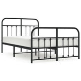 ZNTS Metal Bed Frame without Mattress with Footboard Black 120x190cm 352593