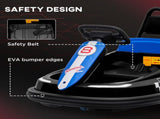 6V Electric Kids Bumper Car, 6V Spin Waltz Car, with Music, Horn, Lights - Black T3398P348362