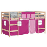 Kids' Loft Bed with Curtains without Mattress Pink 90x200cm 3206966