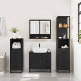 ZNTS 4 Piece Bathroom Furniture Set Black Engineered Wood 3301285