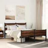 Metal Bed Frame without Mattress Brown Oak 160x200 cm 3308516