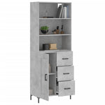 Highboard Concrete Grey 69.5x34x180 cm Engineered Wood 3190025