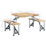Folding Camping Table with 4 Seats Steel Aluminium 47687