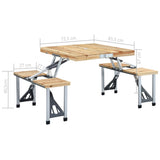 Folding Camping Table with 4 Seats Steel Aluminium 47687