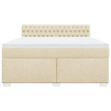 Box Spring Bed with Mattress Cream 180x200 cm Fabric 3285979