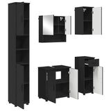 Bathroom Furniture Set 5 pcs Black Engineered wood & Metal 3392994