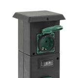 Outdoor Socket Column 4-Way Black and Green 16x16x39.5 cm 4010098