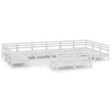 12 Piece Garden Lounge Set White Solid Wood Pine 3083455
