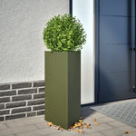 ZNTS Garden Planters 2 pcs Olive Green Triangular 40x34.5x70 cm Steel 851164