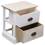 Nightstands 2 pcs White and Natural 38x28x45 cm Paulownia Wood 284057