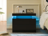 Nightstand LED Bedside Table Cabinet Lights Modern End Side with 2 Drawers for Bedroom T3272P287611