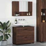 Bathroom Furniture Set with Drawer with Shelf 2 pcs Brown Oak 3393020